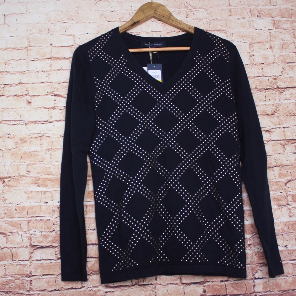 Tommy Hilfiger Navy/Gold Argyle sweater